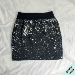 Zara Silver & Black Sequin Mini Skirt